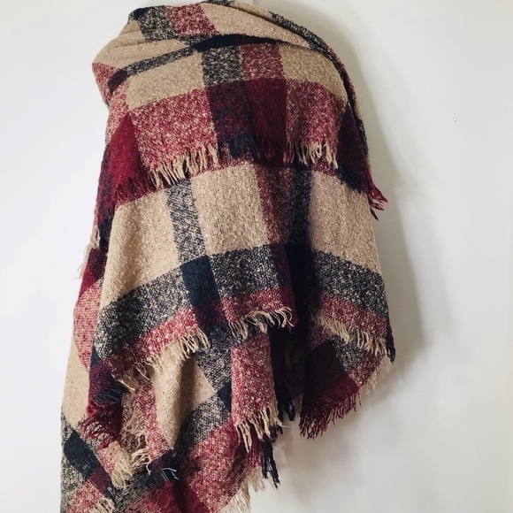 Plaid fringe boho plaid scarf - Picture 1 of 7